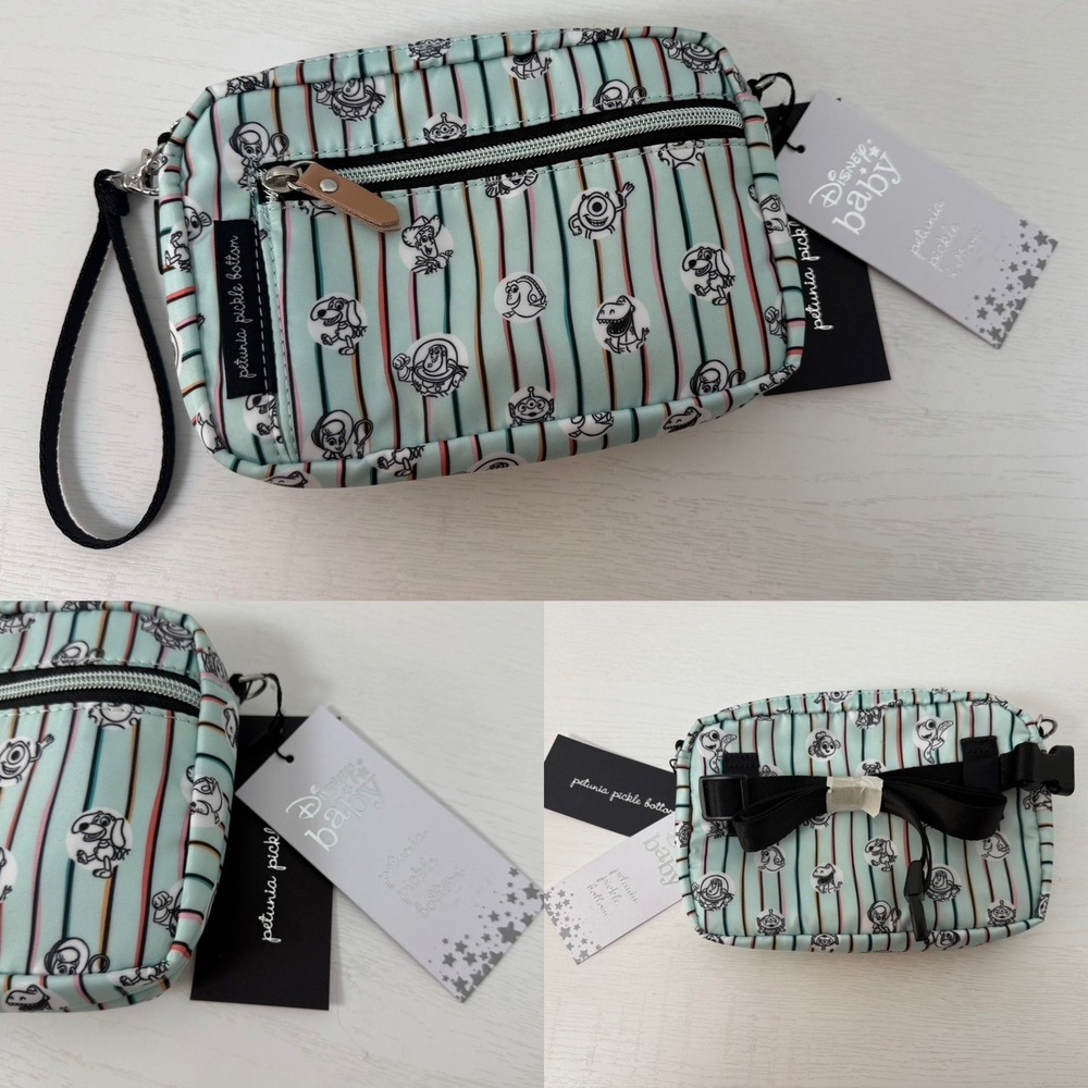 NWT‎ Petunia Pickle Bottom Disney Baby Toy Story Striped Wristlet Pouch Bag NWT